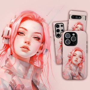 Pink Anime Cyberpunk Phone Case – iPhone | Samsung | Pixel